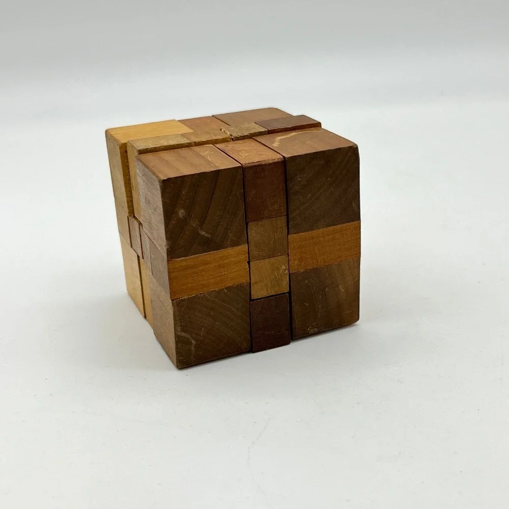 Vintage Wooden Burr Puzzle Brain Teaser Interlocking Cube 3D Puzzle Toy‎